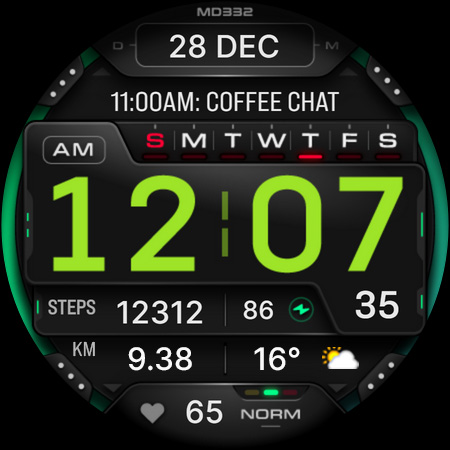 MD332 Digital watch face screenshot 8
