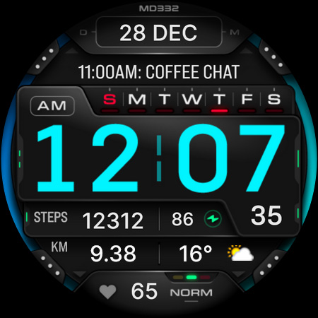 MD332 Digital watch face screenshot 6