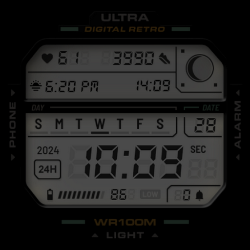 ULTRA Digital Retro watch face screenshot 2