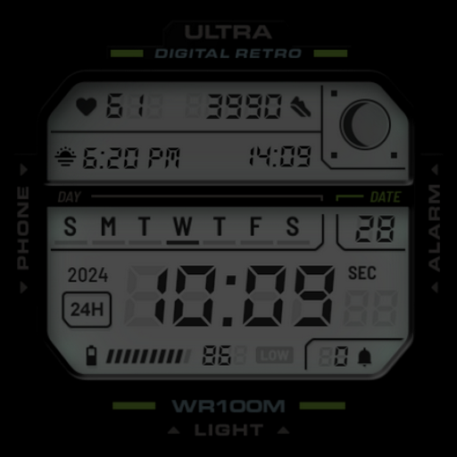 ULTRA Digital Retro watch face screenshot 1