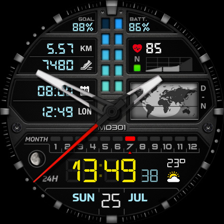 MD301 Hybrid watch face screenshot 6