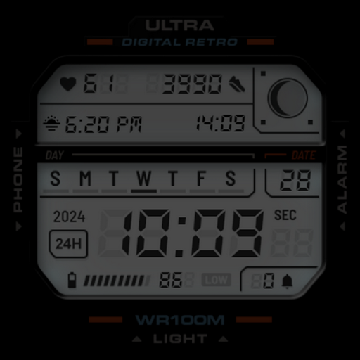 ULTRA Digital Retro watch face screenshot 9