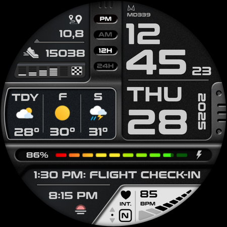 MD339 Digital watch face screenshot 2