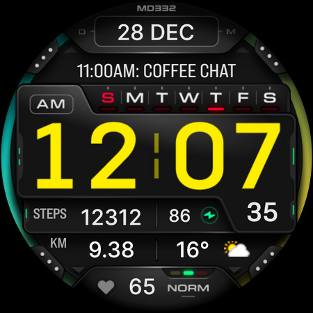 MD332 Digital watch face screenshot 14